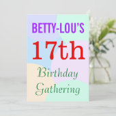 Eenvoudige "17th Birthday Gathering" uitnodiging (Staand voorkant)