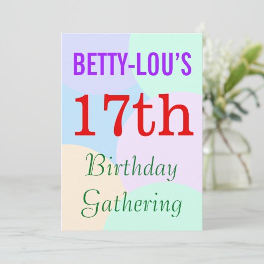 Eenvoudige "17th Birthday Gathering" uitnodiging (Staand voorkant)