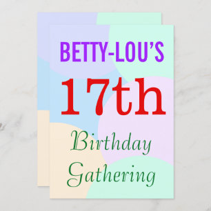 Eenvoudige "17th Birthday Gathering" uitnodiging