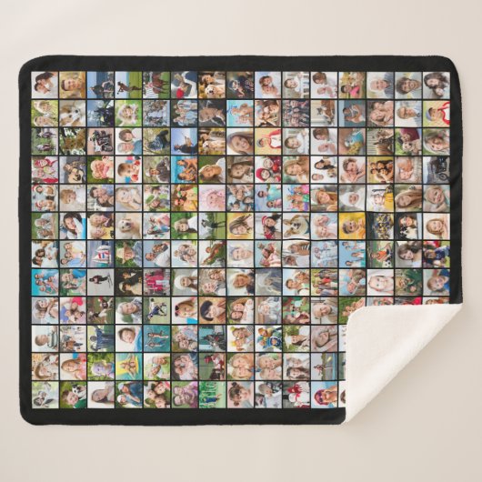 Eenvoudige 180 Vierkante Fotocollage Aangepaste Kl Sherpa Deken (Voorkant (horizontaal))