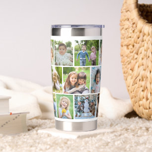 Eenvoudige 18 foto collage op maat gemaakte kleur geïsoleerde drinkbeker