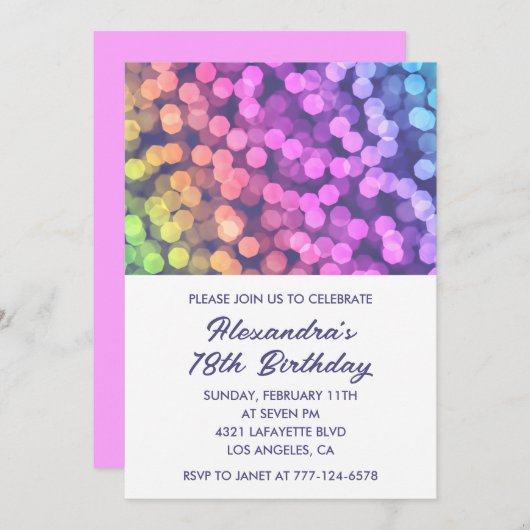 Eenvoudige 18e verjaardagsuitnodiging Confetti Rai Kaart (Voorkant / Achterkant)