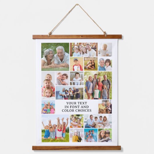 Eenvoudige 19 Aangepaste foto-Collage Hangend Wandkleed (Voorkant)