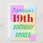 Eenvoudige "19e VERJAARDAG SOIREE" Kaart (Voorkant)