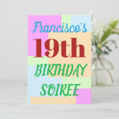 Eenvoudige "19e VERJAARDAG SOIREE" Kaart (Staand voorkant)