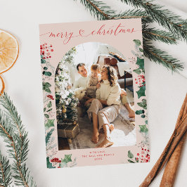 Eenvoudige 1 familie paar foto kerst Kaart