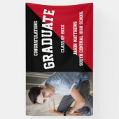 Eenvoudige 1-foto zwarte rode 2022-Afstuderen bann Spandoek (Verticaal)