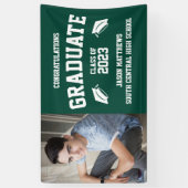 Eenvoudige 1-fotoklasse van 2023 Green Afstuderen Spandoek (Verticaal)