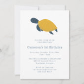 Eenvoudige 1e verjaardag van Cute Modern Zee Turtl Kaart (Voorkant)