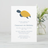 Eenvoudige 1e verjaardag van Cute Modern Zee Turtl Kaart (Staand voorkant)