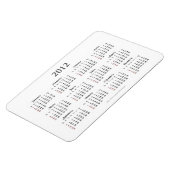 Eenvoudige 2012 kalender Premium Magnet Magneet (Linkerzijde)
