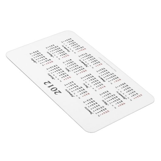 Eenvoudige 2012 kalender Premium Magnet Magneet (Rechterzijde)