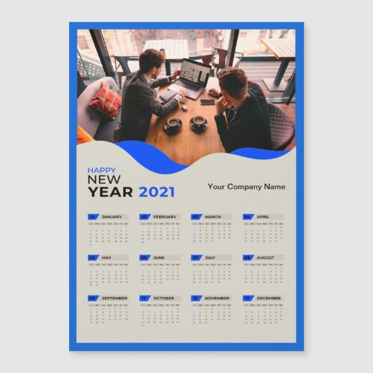Eenvoudige 2021 Kalender Bedrijfsnaam met Foto (Voorkant)