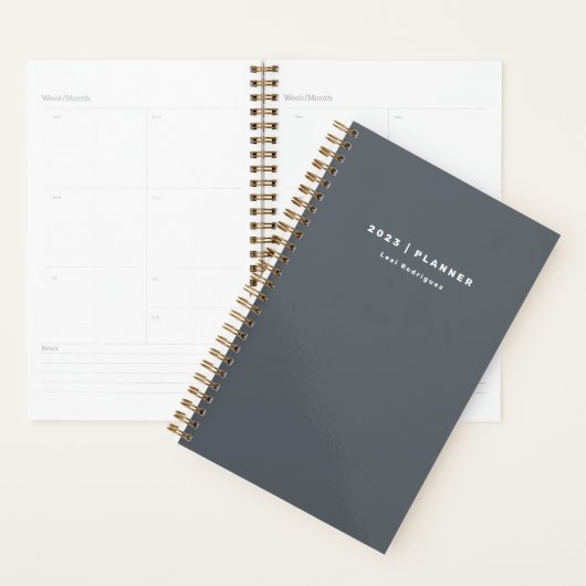 Eenvoudige 2023 Titanium Grey Weekly Maandelijks N Planner (Display)