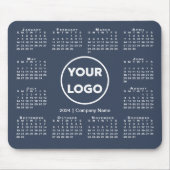 Eenvoudige 2024 Kalender Business Logo op Navy Blu Muismat (Voorkant)