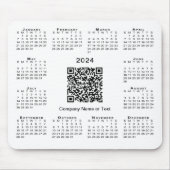Eenvoudige 2024 Kalender Business QR Code op Wit Muismat (Voorkant)