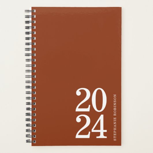 Eenvoudige 2024 Terracotta Persoonlijke Weekplanne Planner (Voorkant)