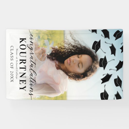 Eenvoudige 2025 Afstuderen foto Spandoek (Horizontaal)