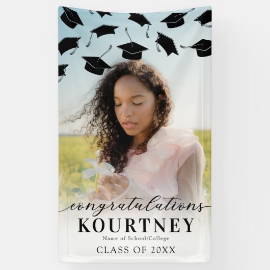 Eenvoudige 2025 Afstuderen foto Spandoek (Verticaal)