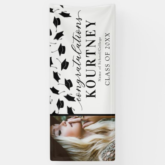 Eenvoudige 2025 Afstuderen fotobanner Spandoek (Verticaal)