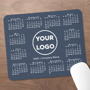 Eenvoudige 2025 Kalender Business Logo op Navy Blu Muismat
