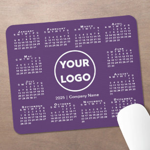 Eenvoudige 2025 Kalender Business Logo op Paarse Muismat