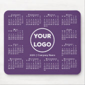 Eenvoudige 2025 Kalender Business Logo op Paarse Muismat (Voorkant)