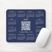 Eenvoudige 2025 Kalender Business QR Code op Navy  Muismat (Met muis)