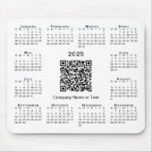 Eenvoudige 2025 Kalender Business QR Code op Wit Muismat (Voorkant)
