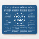 Eenvoudige 2025 Kalender Zakelijke Logo op Blauw Muismat (Voorkant)
