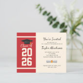 Eenvoudige 2025 Red Graduation Party Uitnodiging (Staand voorkant)