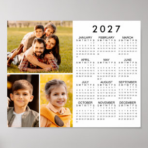 Eenvoudige 2026 Agenda 3 Foto Collage Poster
