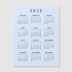 Eenvoudige 2026 Agenda Magnetische Kaart