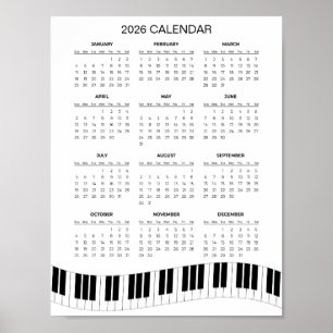 Eenvoudige 2026 Agenda met Pianotoetsen    Poster