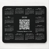 Eenvoudige 2026 Agenda Zakelijke QR-code op Zwart Muismat (Voorkant)