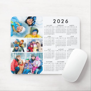 Eenvoudige 2026 Kalender 4 Fotocollage Muismat