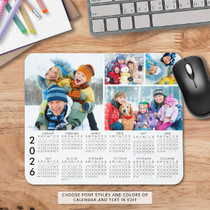 Eenvoudige 2026 Kalender 4 Fotocollage Muismat