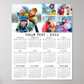 Eenvoudige 2026 Kalender 4 Photo Collage Poster (Voorkant)