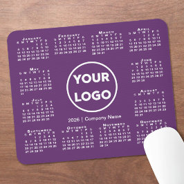 Eenvoudige 2026 Kalender Business Logo op Paarse Muismat