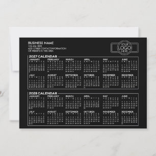 Eenvoudige 2027 2028 Agenda - Zakelijk Logo en Inf Feestdagenkaart