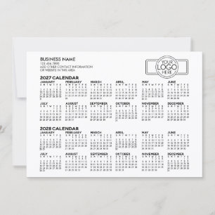 Eenvoudige 2027 2028 Agenda - Zakelijk Logo en Inf Feestdagenkaart