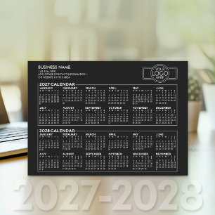 Eenvoudige 2027 2028 Agenda - Zakelijk Logo en Inf Feestdagenkaart