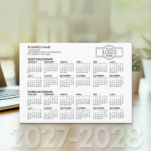 Eenvoudige 2027 2028 Agenda - Zakelijk Logo en Inf Feestdagenkaart