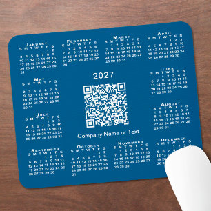 Eenvoudige 2027 Agenda Zakelijk QR Code Blauw Muismat