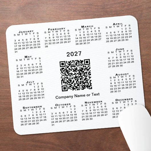Eenvoudige 2027 Agenda Zakelijk QR Code Wit Muismat