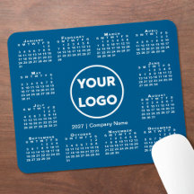 Eenvoudige 2027 Kalender Zakelijk Logo op Blauw