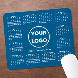 Eenvoudige 2027 Kalender Zakelijk Logo op Blauw Muismat