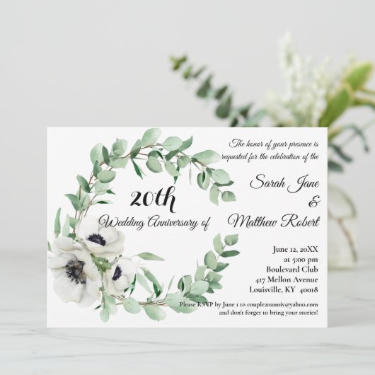 EENVOUDIGE 20e BRUILOFT JUBILEUM FEESTUITNODIGING Kaart (Staand voorkant)