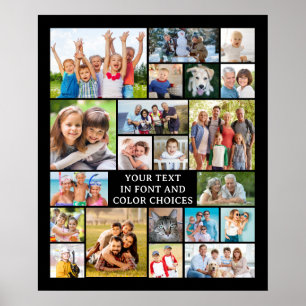 Eenvoudige 21 foto collage op maat gemaakte kleur poster