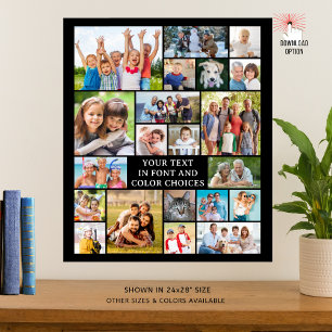 Eenvoudige 21 foto collage op maat gemaakte kleur  poster
